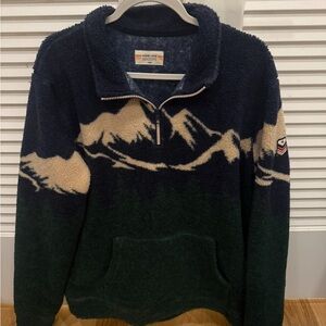 Marine Layer Navy and Green Zip-Up Sweater